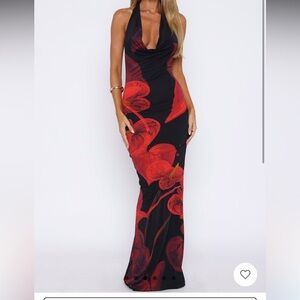 Vacation time maxi dress red leaf